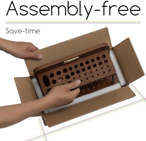 MEEDEN PRO Paint Brush Holder: 38 Holes Wooden Paint Brush Organizer