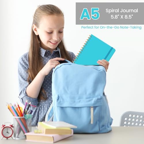 Lined Spiral Journal Notebook, A5 College Ruled Notebook for Note-Taking