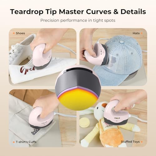 HTVRONT Heat Press Mini Heat Press Machine, Mini Iron for Crafts | Heats Up Quickly & 3 Heat Setings, Perler Beads Iron, Small Heat Press Machine for T Shirts, Hats