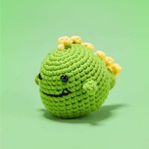 Crochetobe Beginner Crochet Kit with Crochet Tension Tool, Dinosaur Theme