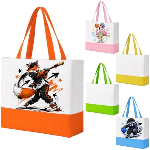 Joyclub 5 Pack Large Canvas Tote Bags Bulk for Daily Use Colorful