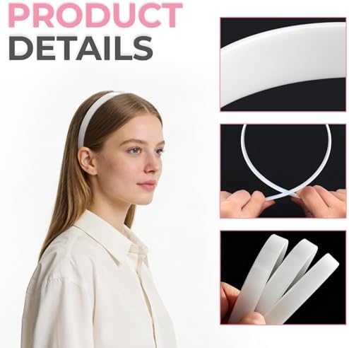24PCS 1/2 Inch Plain White Plastic Headbands for Girls, No Teeth Smooth Hairbands, DIY Craft Hair Accessories for Daily Wear Party Decoration