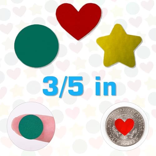 2160 Pcs Holographic Star Heart Dot Shapes Stickers for Kids 0.6 Inch