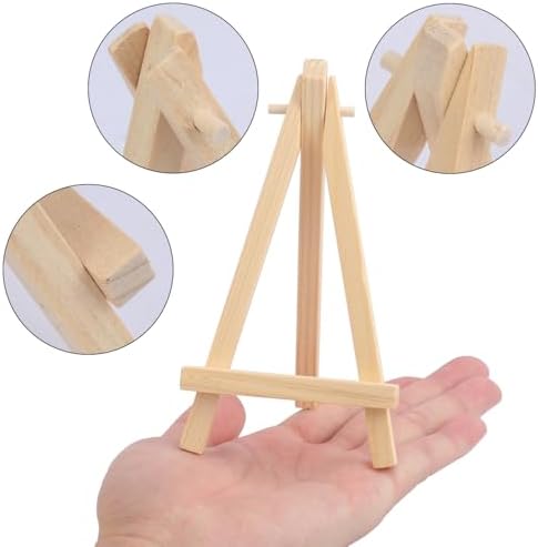 Yiksonyo 80 Pack 5.7 Inch Wooden Easel, Tabletop Wood Easels, Small Wooden Easel for Painting, Art, and Crafts