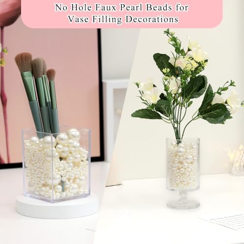 2200PCS Pearls for Crafting, Ivory No Hole Beads for Centerpieces Vases, 9 Sizes Bulk Fake Pearls Beads for Vase Filler, Candles Centerpiece, DIY Crafts, Jewelry Making (4/6/8/10/12/14/16/18/20mm)