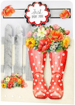 Katy Sue Pretty Petals Picket Fence Card Making Kit. Contains 8 Shaped Cards, 2 Sheets of Die Cut Decoupage, Foam Pads, 8 Envelopes & Instructions. for Card Making Supplies & Card Crafting