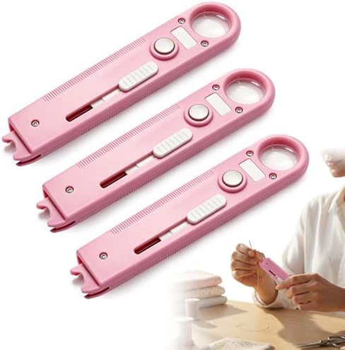 Quick Automatic Needle Threader for Sewing Machine, 2026 4-in-1 Sewing Threader Tool with Seam Ripper, Needle Threader, Magnifier, and Ruler, Magnetic Sewing Accessory for Quilting and Stitching, 3pcs