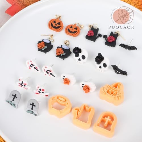 Puocaon Small Halloween Polymer Clay Cutters for Jewelry Earrings Making