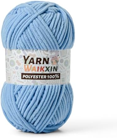 Soft Chenille Yarn for Crocheting, Fluffy Chunky Crochet Yarn for Baby Blanket, (1.76oz/65.6yds) Fuzzy Velvet Yarn for Amigurumi&DIY Puzzle、Crafts、Scarf(Azure)