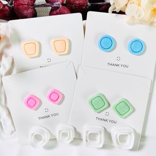 Xaekicr Polymer Clay Cutters Geometric Stud Earring Set – 4 Pairs Modern Clay Cutters for Polymer Clay Jewelry, Clay Tools and Molds for DIY Earrings