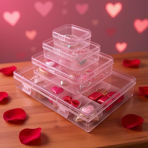 24 Pieces Mixed Sizes Rectangular Empty Mini Clear Plastic Organizer Box