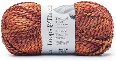 Loops & Threads Textured Twist Yarn - Yarn for Knitting, Crochet, Weaving, and Arts & Crafts - Burnt Orange, Acrylic Blend, 6 oz