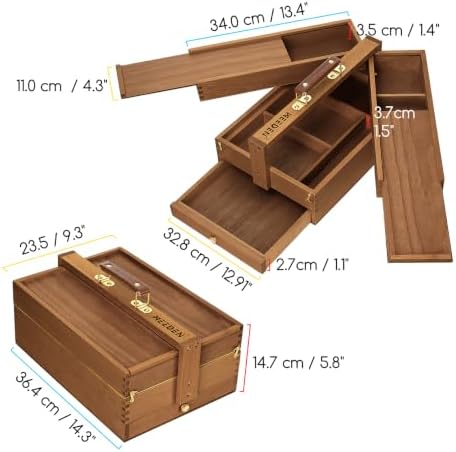 MEEDEN Wooden Tool Storage Box: Portable Beech Wood Art Supplies Organizer