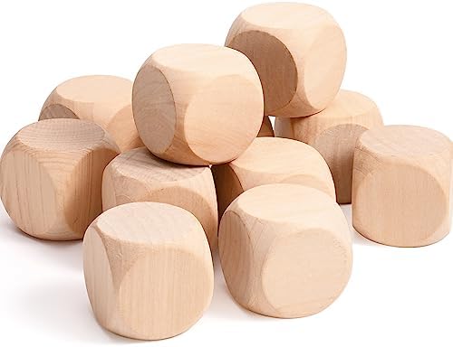 Blank Wood Dice 1-1/2 inch 40PCS Unfinished Square Blocks 40mm Small Wooden Cubes with Rounded Corners for DIY Craft Projects