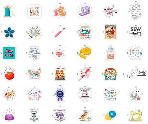 100Pcs Sewing Stickers and Decals for Water Bottle, Scrapbooking and Laptop - Sewing Party Supplies & Gifts - Quilting Stickers, Vinyl Decals - Gift for Women & Men