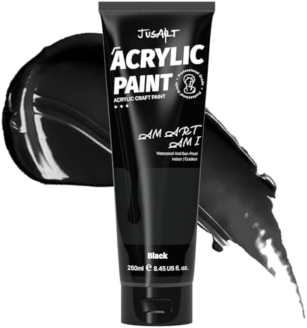 JusArt Acrylic Paint Black Tubes 250ml (8.45 oz)