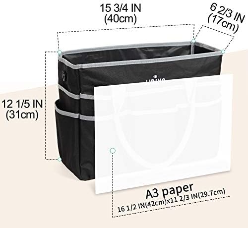 JJRING Large 600D Nylon Artist Organizer Tote Bag With 16 Pockets, Silver