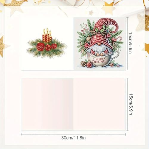 LumiCraft 6 Packs Merry Christmas Diamond Art Painting Greeting Card Kits