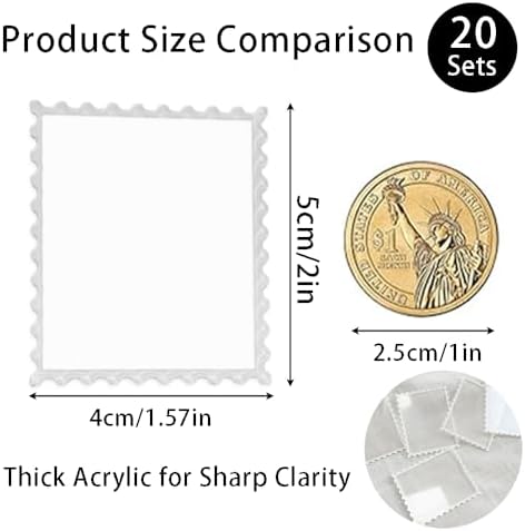 Ouliget DIY Fridge Magnet Craft Set,Blank Clear Acrylic Decorative Fridge Magnets with Adhesive Backing for Office Classroom Cabinets Kitchen,20 Sets, Stamp Shape