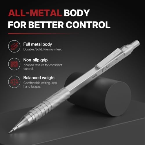 WUO 0.7mm Mechanical Pencil Set, 3 Pack Metal Drafting Pencils