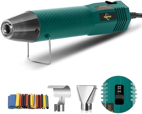 350W Heat Gun 2-Temp 392°F/662°F Hot Air Gun for Crafts & Shrink Tubing | 1.5s Fast Heat , Overload Protection, 6.56ft Cable, 2 Nozzles for Vinyl Wrap, Epoxy, Shrink Tubing, Crafting & DIY