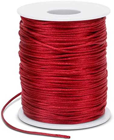 1.5mm Nylon Cord 328 Feet Satin Cord Nylon String for Bracelets, Bracelet Thread Bead String for Jewelry Making, Necklace, Chinese Knotting, Beading, DIY Crafts (Red)