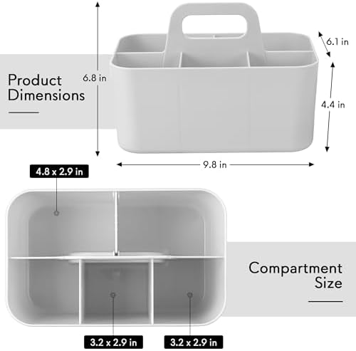 Tiawudi Multipurpose Caddy Organizer, Plastic Caddy with Handle, Stackable Desk Organizer for Stationery, Marker and Pencil, Office Supplies Organizer, Dorm Caddy (Pack of 2)