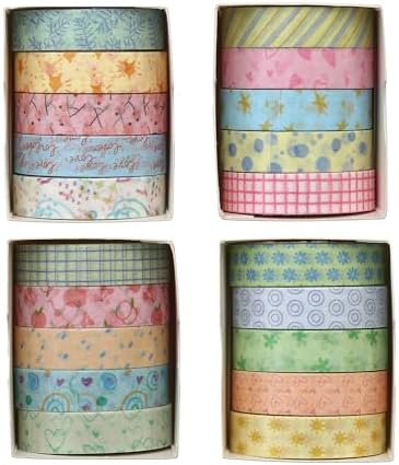 Colorful Pattern Washi Tape Set - 20 Rolls Cute Adhesive Tapes Pastel Arts Decorative Masking Tape Sets for Craft, Kids, Scrapbook, DIY, Gift Wrapping (Sweet Pastel)
