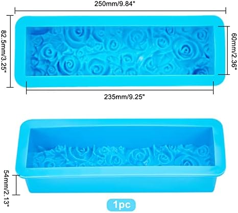 PH PandaHall Rose Loaf Mold, 22oz Flower Silicone Soap Molds 3D Embossed Crafts Mold Rectangle Resin Casting Molds for Handmade UV Resin Soap Candle Fondant Chocolate, 9.8x3.2x2.1inch 650ml
