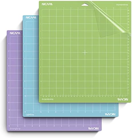 Replacement Cutting Mat for Cricut Maker 3/Maker/Explore 3/Air 2/Air/One (12x12 inch 3pack-Standard、Light、Strong) Adhesive&Sticky Non-Slip Flexible Square Gridded Cut Mats Set