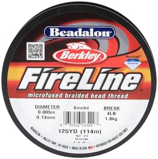 Beadalon FireLine Microfused Braided Beading Cord Thread, Smoke - 4LB/125YD