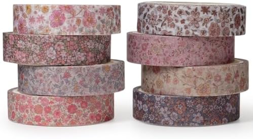8 Rolls Washi Tape Set 10 mm Floral Washi Tape Set