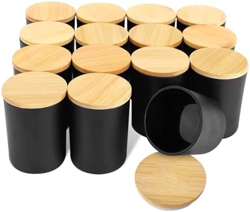 SUPMIND 15P Glass Candle Jars- 7oz Matt Black Empty Candle Containers Bulk