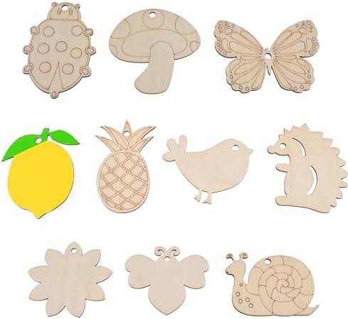70PCS Pastoral Unfinished Blank Wooden Cutouts Craft for Kids | suit for Children's Painting DIY Room Decoration Gift Giving Surprise (70 Pastoral)