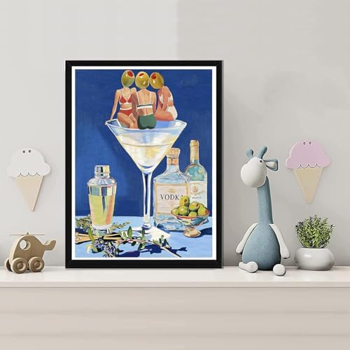 EIBEILI Diamond Art Kits for Adults, Female Cocktail Diamond Painting Kits for Beginner DIY 5D Full Drill Diamond Dots Crafts for Home Wall Decor Gifts 12x16 Inch