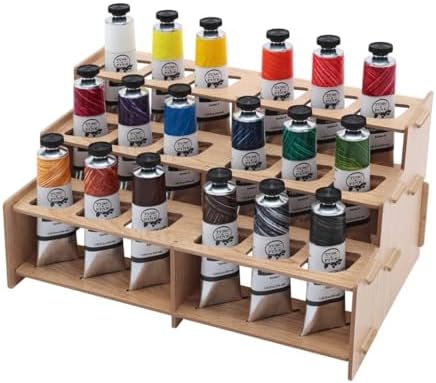 Tusc & Pine Artist Oil Paint - 40 ml Set of 18 - Assorted Colors w/Mezzo Paint Rack - Non-Yellowing, Rich & Creamy Consistency, Maximum Pigment Load, Small Batch Milled - Made in the USA