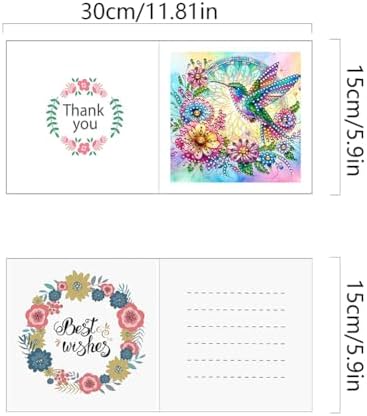 Diamond Art Cards with Envelopes–6PCS DIY Diamond Painting Greeting Cards Kit | Card Making Kit with Bling for Adults & Beginners | Birthday,Holiday & Thank You Cards (Flower Hummingbird)