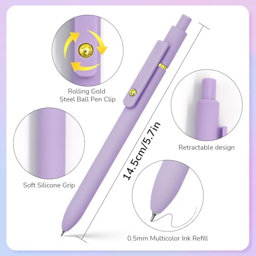UIXJODO Fine Point Colored Pens, 6 Pcs Gold Vibrant, 0.5mm Gel Ink