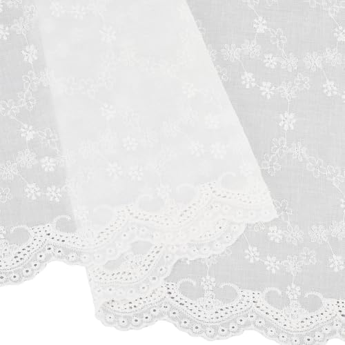 53.15 Inch White Floral Eyelet Fabric by The Yard for Sewing