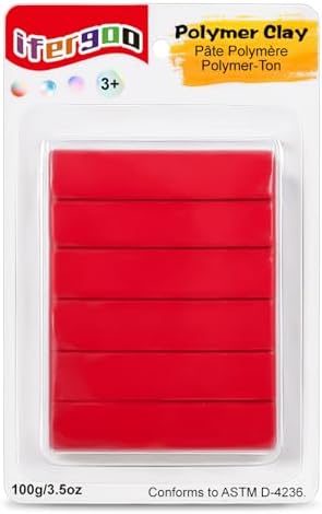ifergoo 100g Red Polymer Clay, 3.5oz Oven Bake DIY Modeling Clay for Kids