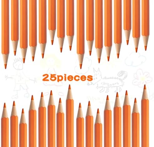 Adhere 25pcs Checking Pencils Erasable colored Pencils Pre-Sharpened #2 HB,for Checking Tests Grading,Map Coloring, editing Office Favors,including a Free sharpener. (Orange)
