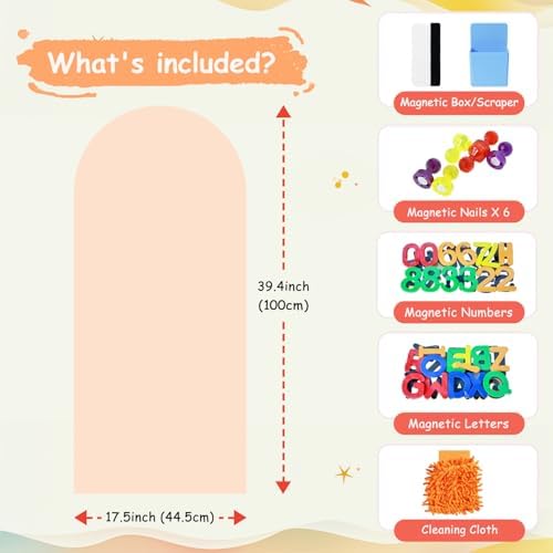 Arch Magnetic Wall Decal 39.3x17.5 Inch Milk Tea Magnetic Chalk Board Sticker Magnet Chalkboard for Wall Peel and Stick Self Adhesive Blackboard Multifunctional for Playroom Home