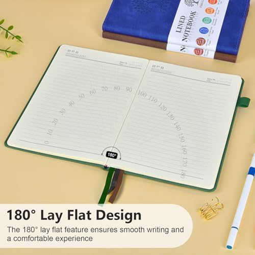 Lined Notebook 5.9"x8.5", Hardcover Leather Journal for Women Men,160 Pages | Medium Size 100 Gsm Writing Journal, Leather Journaling Notebooks for Work School Business Travel Note taking & Daily Diary