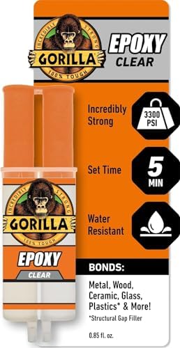 Gorilla 2 Part Epoxy, Incredibly Strong Bonding, 5 Minute Set, 0.85 oz