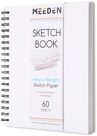 MEEDEN 8"x10" Sketchbook Paper Pad: 122lb/180gsm, 60 Sheets Heavy Weight