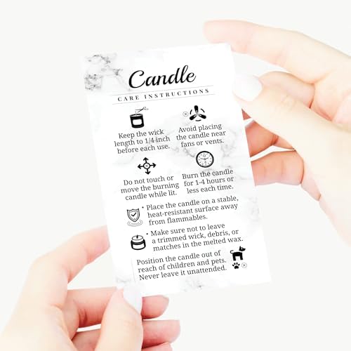 100 pack - Premium Handmade Candle Care Instruction Cards White 2x3.5 in, Small Business | Soy Bees Wax Melt, Candle Makers, Making Supplies Kit Set, Containers, Jars, Pot, Package