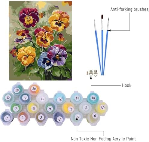 AIBOERL Paint by Numbers Kit for Adults Beginner, Pansies, 12X16In