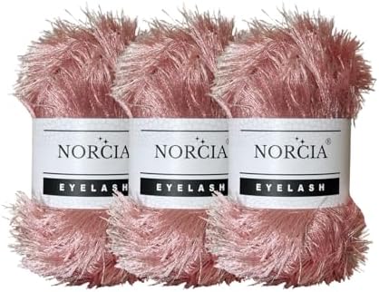 Eyelash Yarn Fun Fur Yarn(3 * 100g-3.5oz) (3 * 153yds-140mt) Fuzzy Premium Soft Crochet DIY Hand Knitting 100% Polyester