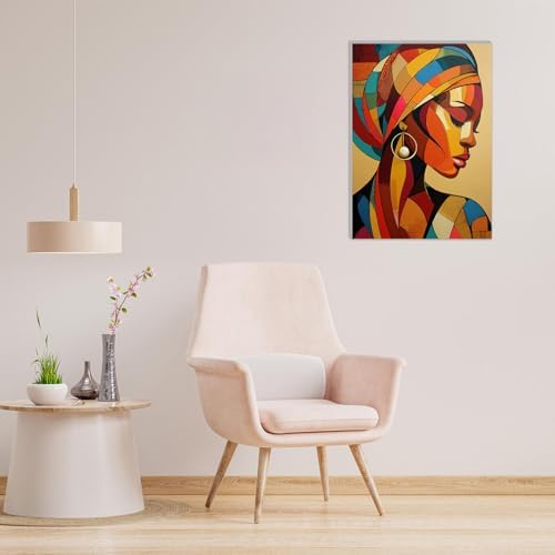 MAXBYE Framed Paint by Numbers Kit for Adults, Black Woman Canvas Painting by Number with Wooden Easel, DIY Acrylic Craft Art Kits with Tools for Beginners Gift Home Wall Decor 10×14 in