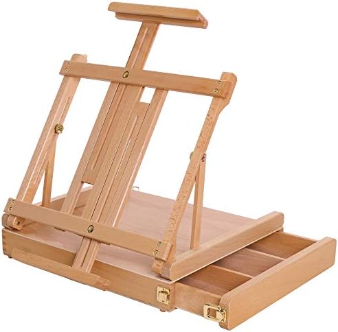 U.S. Art Supply Large Adjustable Wooden Desktop Easel with Storage | Portable Sketchbox, Tabletop Easels for Painting, Drawing & Art Supplies, Premium Beechwood